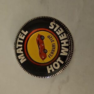 Vitage 1969 Mattel Hot Wheels collector button Ferrari 312P